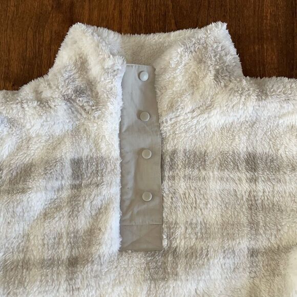 Eddie Bauer Pemba Snap Pullover White/Micro Chip Plaid Size L New - Picture 2 of 5